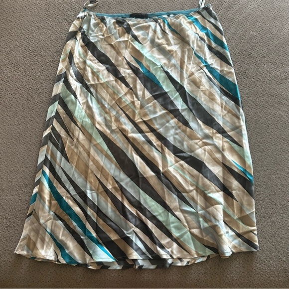 Y2K Silk The Limited Striped Multicolor MIDI Skirt Large - Picture 1 of 5